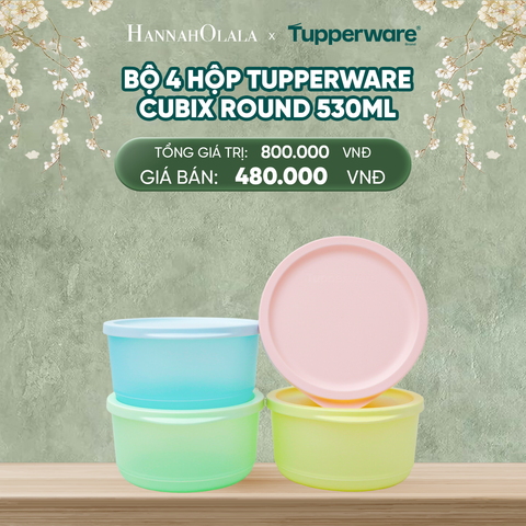  DEAL 12: BỘ 4 HỘP TUPPERWARE TRỮ MÁT CUBIX ROUND 530ML 