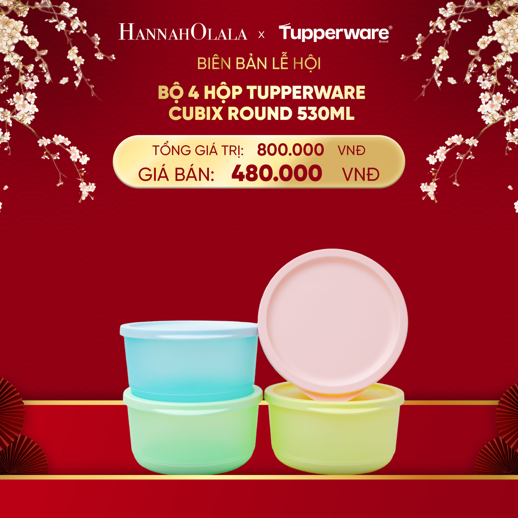  DEAL 9: BỘ 4 HỘP TUPPERWARE TRỮ MÁT CUBIX ROUND 530ML 
