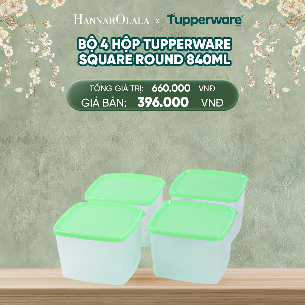  DEAL 11: BỘ 4 HỘP ĐỰNG THỰC PHẨM TUPPERWARE SQUARE ROUND 840ML 