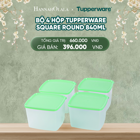  DEAL 11: BỘ 4 HỘP ĐỰNG THỰC PHẨM TUPPERWARE SQUARE ROUND 840ML 