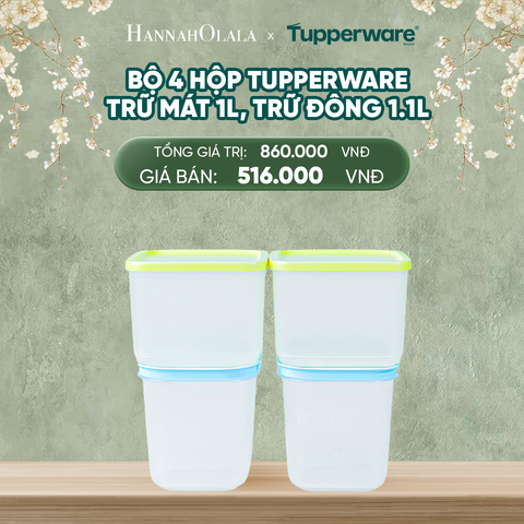  DEAL 14: BỘ 4 HỘP TUPPERWARE TRỮ MÁT 1L, TRỮ ĐÔNG 1.1L 