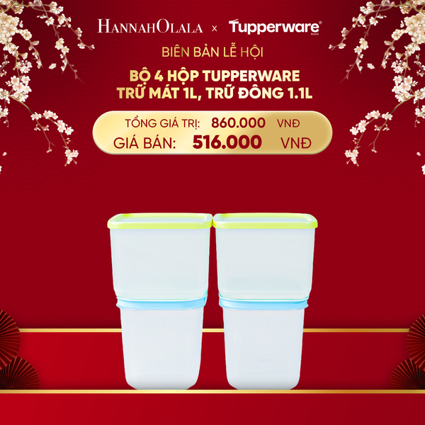  DEAL 11: BỘ 4 HỘP TUPPERWARE TRỮ MÁT 1L, TRỮ ĐÔNG 1.1L 