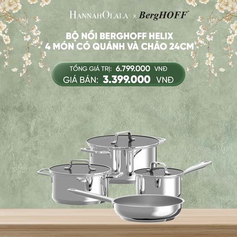  DEAL 1: BỘ NỒI BERGHOFF HELIX 4 MÓN CÓ QUÁNH VÀ CHẢO 24CM 