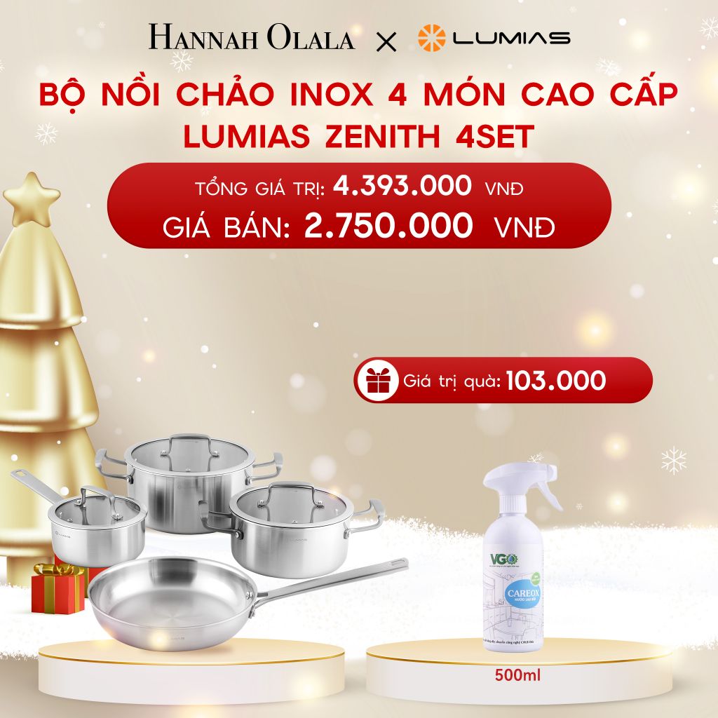  DEAL 1: BỘ NỒI CHẢO INOX 4 MÓN CAO CẤP LUMIAS ZENITH 4SET 
