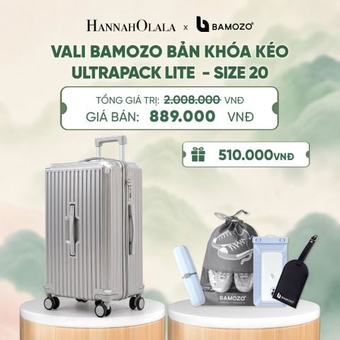  VALI BAMOZO ULTRAPACK LITE CAO CẤP BẢN KHÓA KÉO ( (TẶNG TAG VALI DA + TÚI ĐỰNG ĐT CHỐNG NƯỚC + TÚI ĐỰNG GIÀY + HỘP ĐỰNG BÀN CHẢI) - A702 