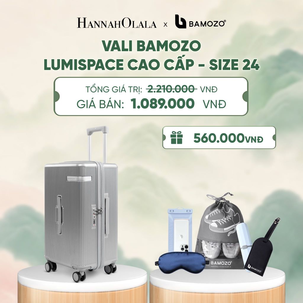  VALI BAMOZO LUMISPACE CAO CẤP (TẶNG TAG VALI DA + TÚI ĐỰNG ĐT CHỐNG NƯỚC + TÚI ĐỰNG GIÀY + HỘP ĐỰNG BÀN CHẢI + BỊT MẮT) - DEAL 1 - A670 