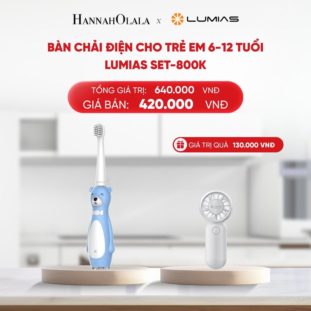  B58_DEAL 3: BÀN CHẢI ĐIỆN CHO TRẺ EM 6-12 TUỔI LUMIAS SET-800K 