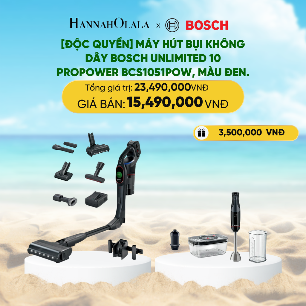  DEAL 2: [ĐỘC QUYỀN] MÁY HÚT BỤI KHÔNG DÂY BOSCH UNLIMITED 10 PROPOWER BCS1051POW, MÀU ĐEN 