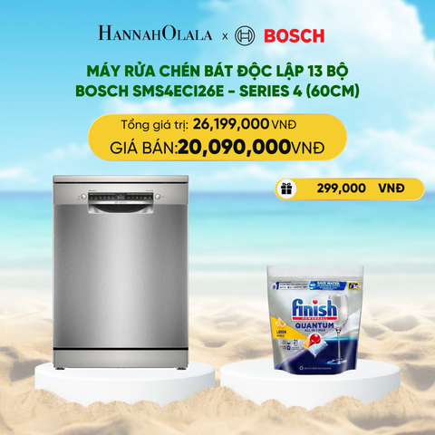  DEAL 11: MÁY RỬA CHÉN BÁT ĐỘC LẬP 13 BỘ BOSCH SMS4ECI26E - SERIES 4 (60CM) 