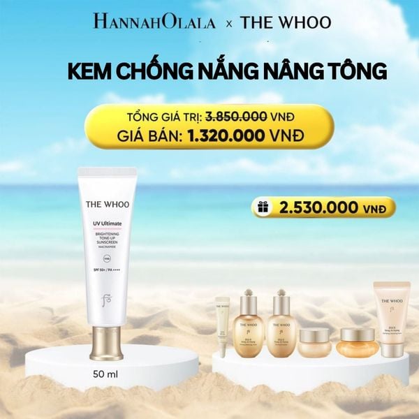  DEAL 14: PHIÊN BẢN NÂNG CẤP - KEM CHỐNG NẮNG NÂNG TÔNG THE WHOO UV ULTIMATE BRIGHTENING TONE-UP SUNSCREEN 50ML 