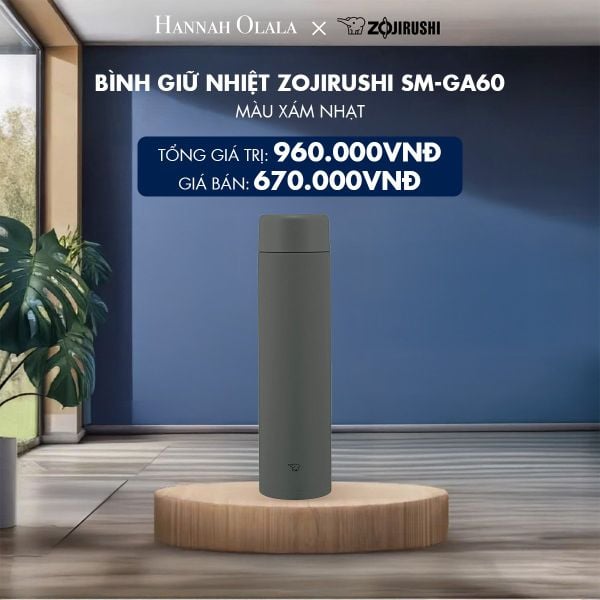 DEAL 4: BÌNH GIỮ NHIỆT ZOJIRUSHI SM-GA60 (MÀU XÁM ĐẬM/XÁM NHẠT) 