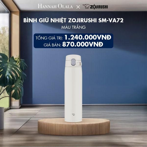 DEAL 3: BÌNH GIỮ NHIỆT ZOJIRUSHI SM-VA72 (MÀU TRẮNG/BẠC HÀ) 