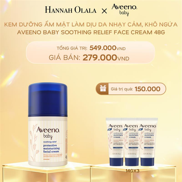  C1021_DEAL 9_RE: KEM DƯỠNG ẨM MẶT LÀM DỊU DA NHẠY CẢM, KHÔ NGỨA AVEENO BABY SOOTHING RELIEF FACIAL CREAM 48G 