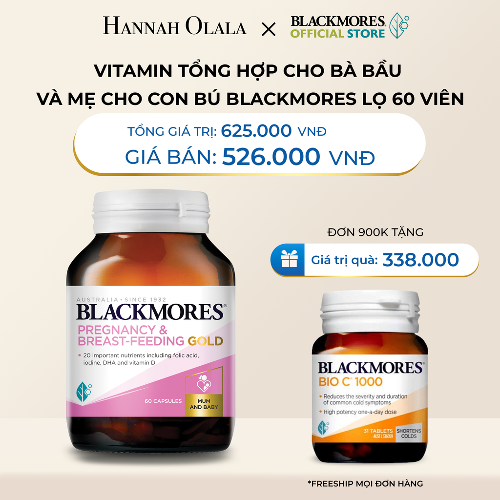  DEAL 6: VITAMIN TỔNG HỢP CHO BÀ BẦU VÀ MẸ CHO CON BÚ BLACKMORES PREGNANCY & BREAST-FEEDING GOLD LỌ 60 VIÊN 