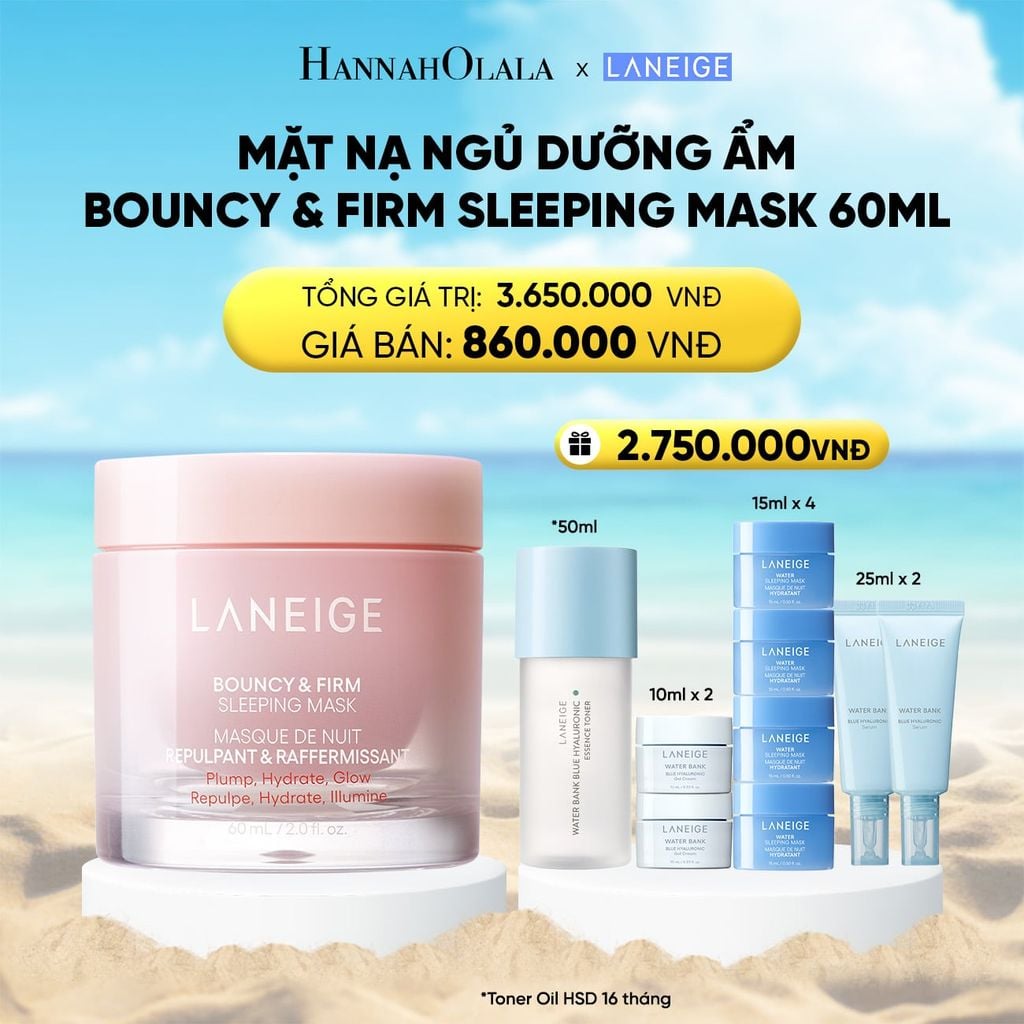  MẶT NẠ NGỦ DƯỠNG ẨM LANEIGE BOUNCY & FIRM SLEEPING MASK 60ML TĂNG CƯỜNG COLLAGEN VÀ CHĂM SÓC DA 
