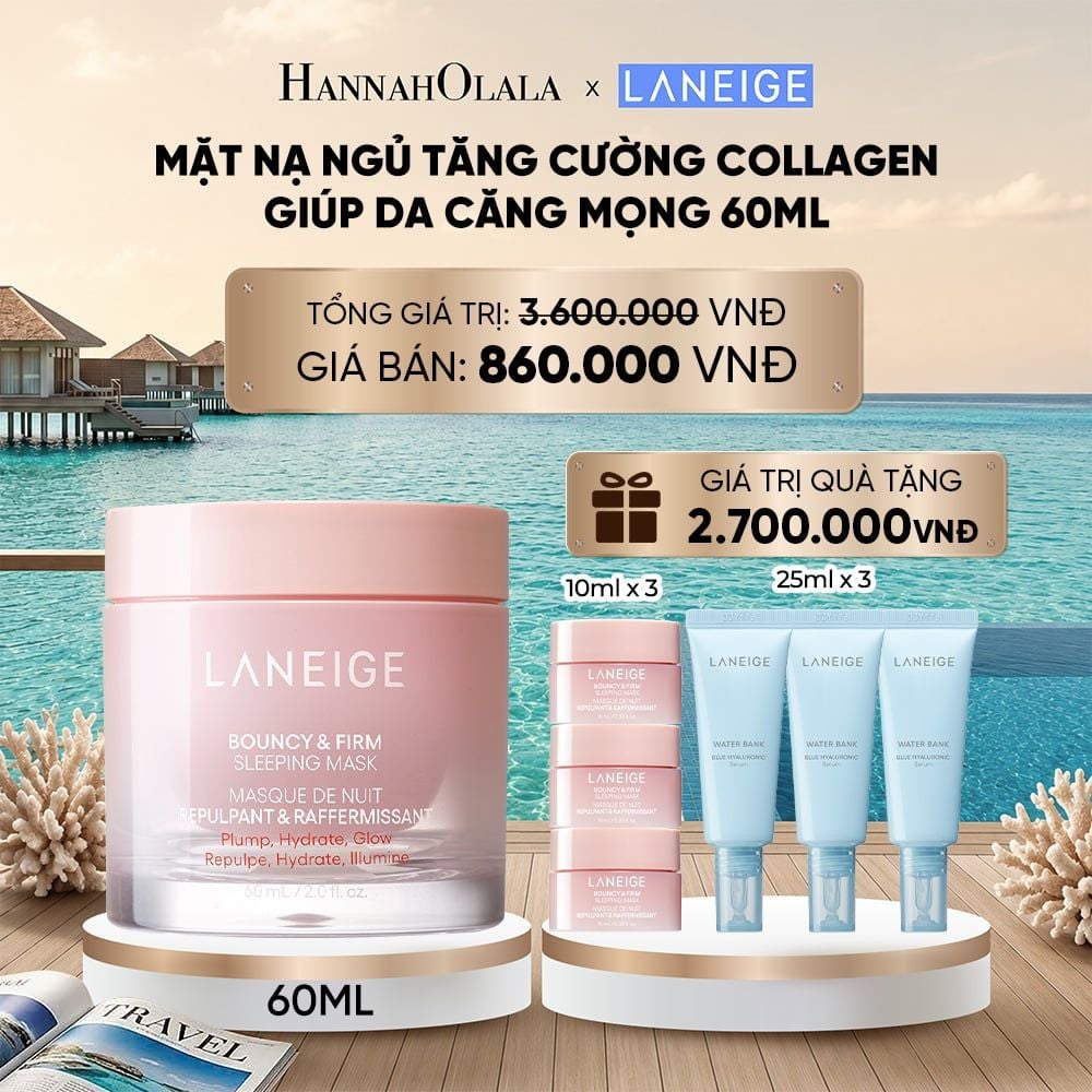  MẶT NẠ NGỦ DƯỠNG ẨM LANEIGE BOUNCY & FIRM SLEEPING MASK 60ML TĂNG CƯỜNG COLLAGEN VÀ CHĂM SÓC DA 