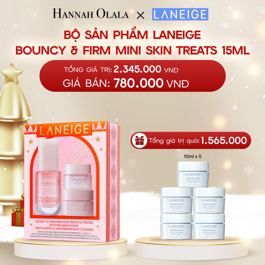  A626_DEAL 16: [HOLIDAY SET] SERUM TĂNG CƯỜNG COLLAGEN, LÀM MỜ DẤU HIỆU LÃO HÓA, GIÚP DA CĂNG SÁNG LANEIGE BOUNCY & FIRM SERUM MINI SKINTREATS HOLIDAY 15ML 