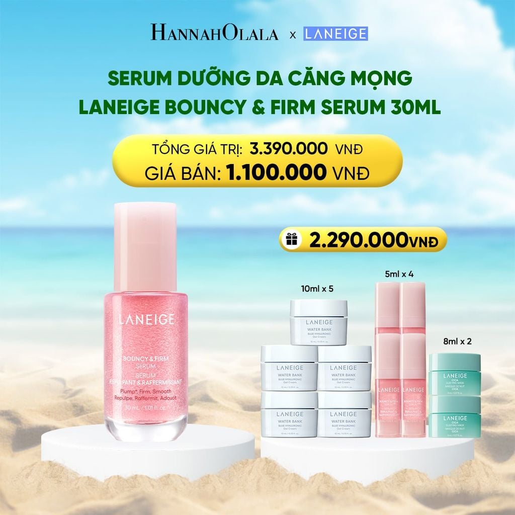  DEAL 10: SERUM TĂNG CƯỜNG COLLAGEN, LÀM MỜ DẤU HIỆU LÃO HÓA, GIÚP DA CĂNG SÁNG LANEIGE BOUNCY & FIRM SERUM 30ML 