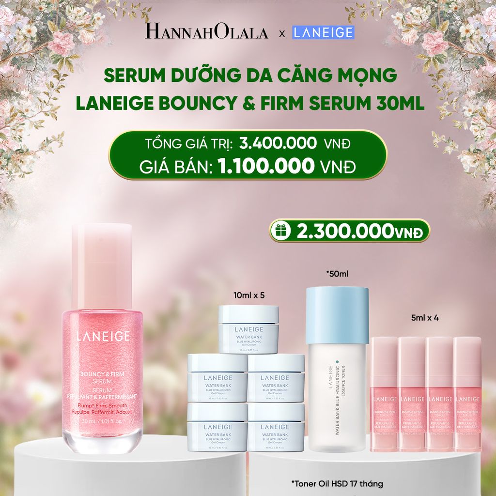  E981_DEAL 10: SERUM TĂNG CƯỜNG COLLAGEN, LÀM MỜ DẤU HIỆU LÃO HÓA, GIÚP DA CĂNG SÁNG LANEIGE BOUNCY & FIRM SERUM 30ML 
