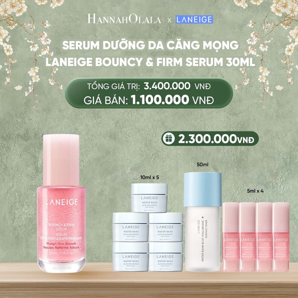  DEAL 10: SERUM TĂNG CƯỜNG COLLAGEN, LÀM MỜ DẤU HIỆU LÃO HÓA, GIÚP DA CĂNG SÁNG LANEIGE BOUNCY & FIRM SERUM 30ML 