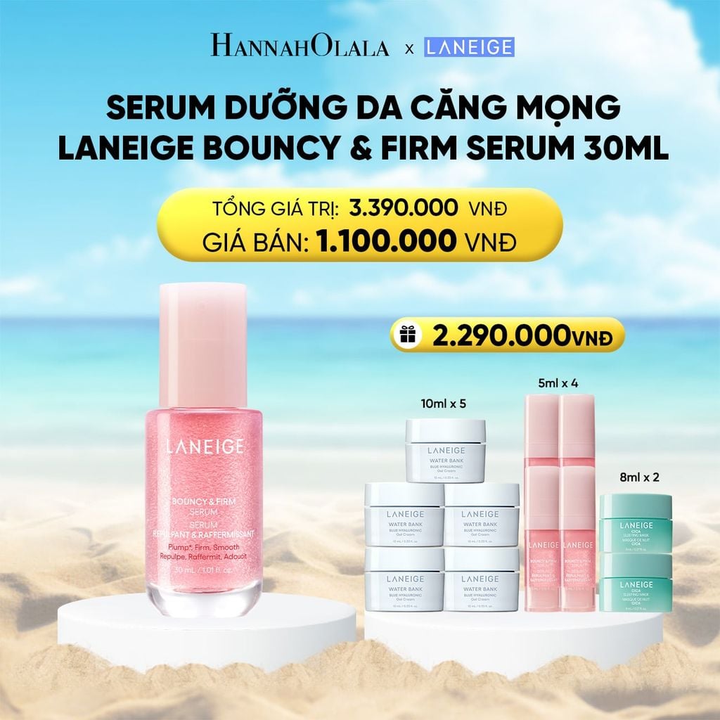  SERUM TĂNG CƯỜNG COLLAGEN, LÀM MỜ DẤU HIỆU LÃO HÓA, GIÚP DA CĂNG SÁNG LANEIGE BOUNCY & FIRM SERUM 30ML 