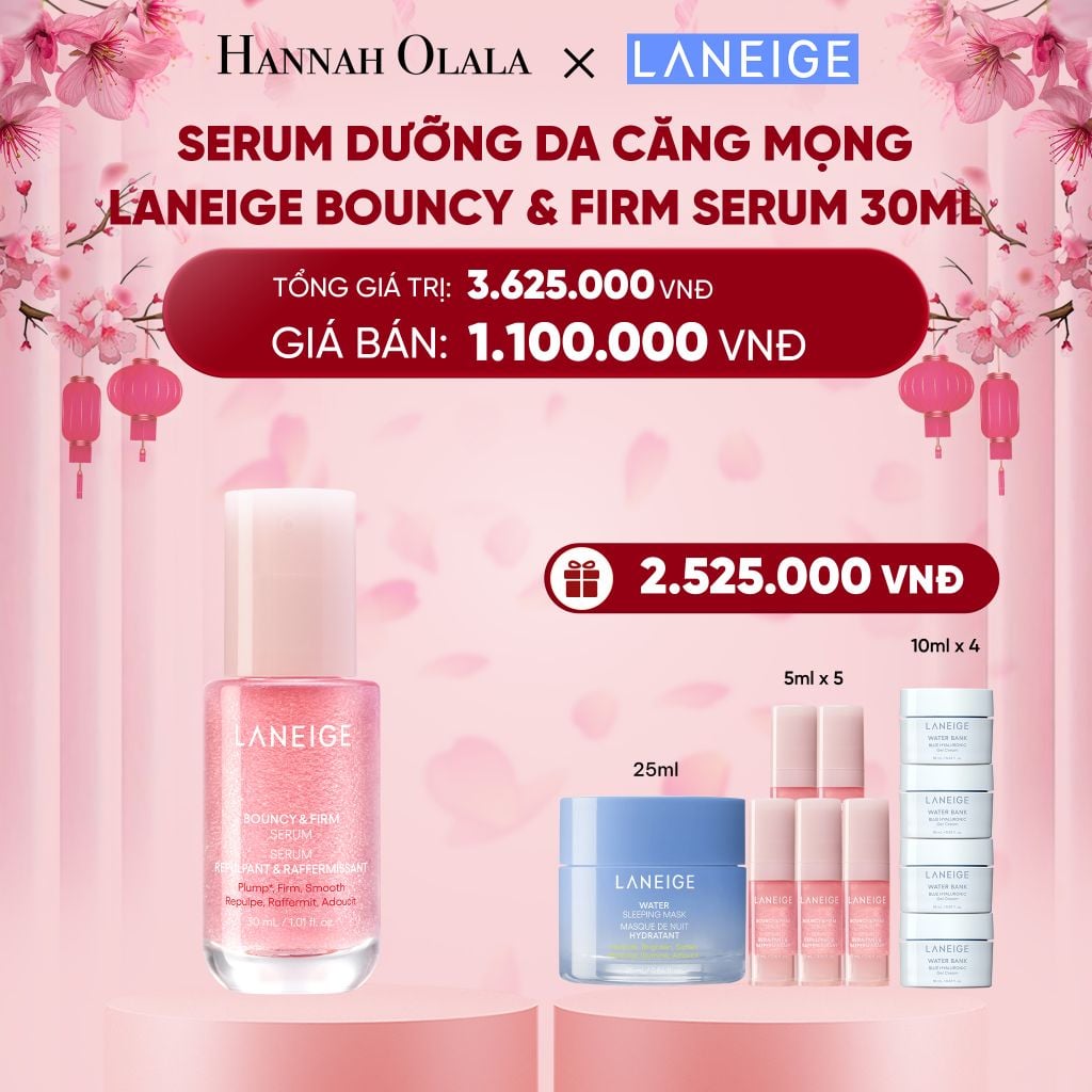  DEAL 10: SERUM TĂNG CƯỜNG COLLAGEN, LÀM MỜ DẤU HIỆU LÃO HÓA, GIÚP DA CĂNG SÁNG LANEIGE BOUNCY & FIRM SERUM 30ML 