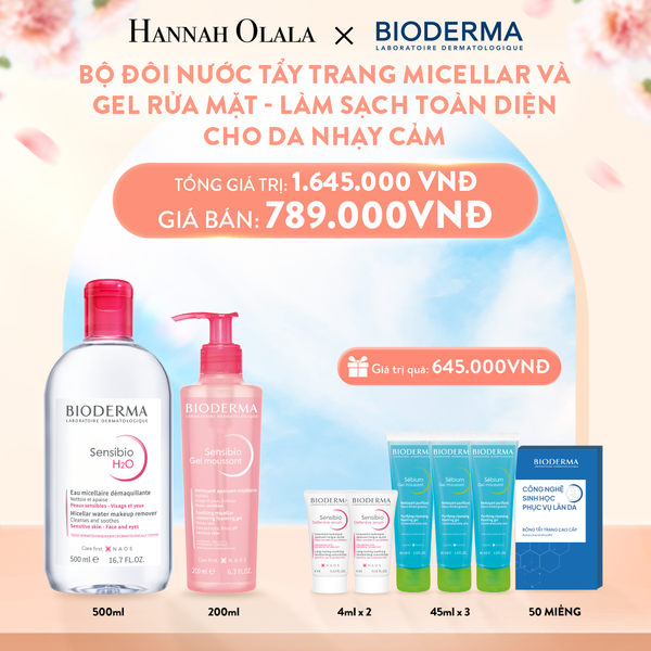  A129_DEAL 2: BỘ ĐÔI NƯỚC TẨY TRANG MICELLAR VÀ GEL RỬA MẶT LÀM SẠCH TOÀN DIỆN CHO DA NHẠY CẢM 