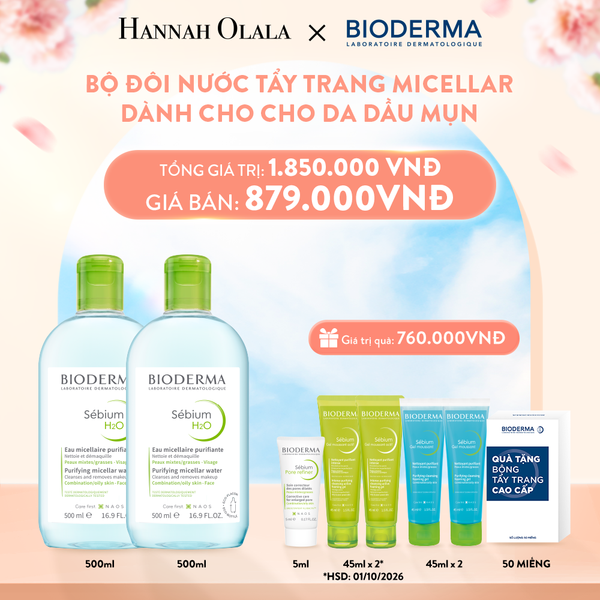  A131_DEAL 4: BỘ ĐÔI NƯỚC TẨY TRANG CÔNG NGHỆ MICELLAR LÀM SẠCH CHO DA DẦU,MỤN 
