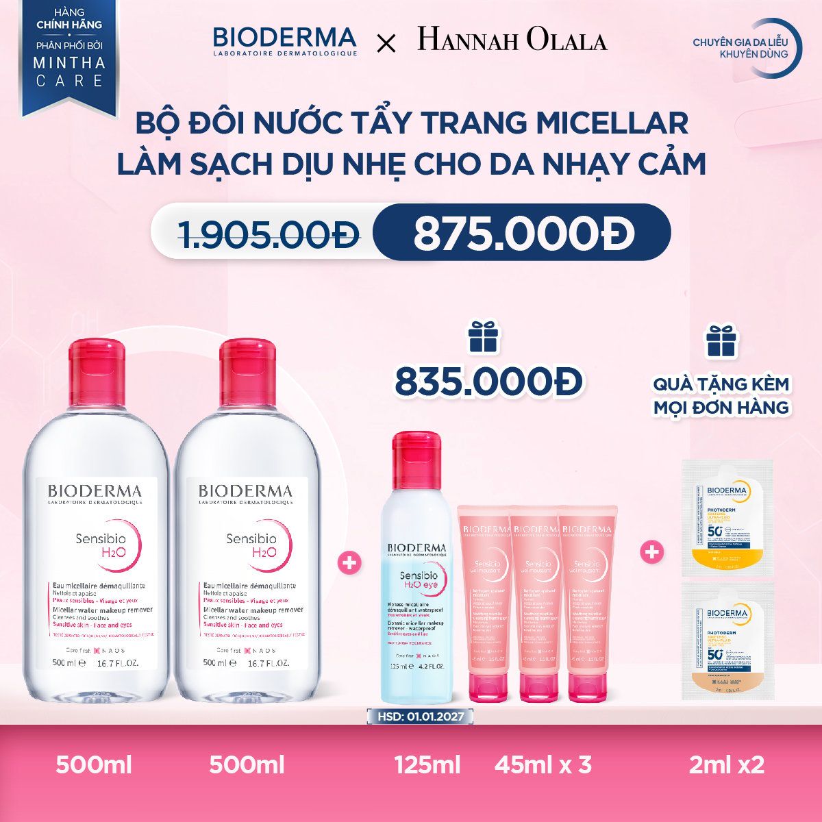 DEAL 1: BỘ ĐÔI NƯỚC TẨY TRANG MICELLAR LÀM SẠCH DỊU NHẸ CHO DA NHẠY CẢM 