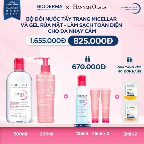  DEAL 2: BỘ ĐÔI NƯỚC TẨY TRANG MICELLAR VÀ GEL RỬA MẶT LÀM SẠCH TOÀN DIỆN CHO DA NHẠY CẢM 