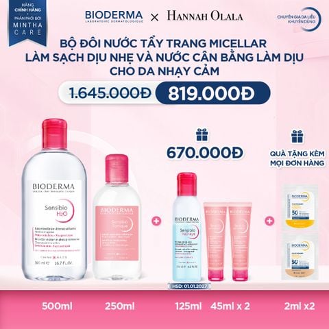  DEAL 3: BỘ ĐÔI NƯỚC TẨY TRANG MICELLAR LÀM SẠCH DỊU NHẸ VÀ NƯỚC CÂN BẰNG LÀM DỊU CHO DA NHẠY CẢM 