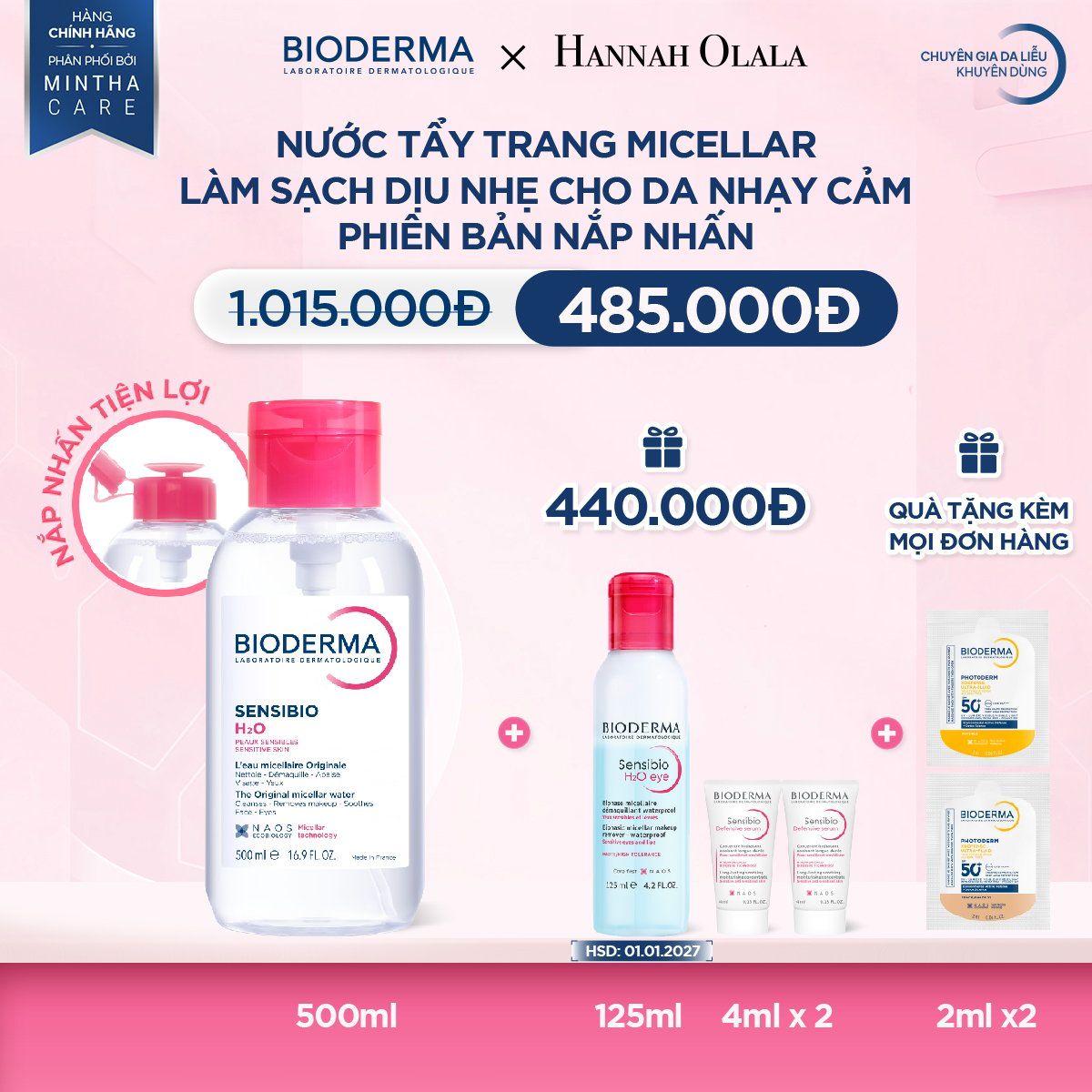  DEAL 4: NƯỚC TẨY TRANG MICELLAR LÀM SẠCH DỊU NHẸ CHO DA NHẠY CẢM - PHIÊN BẢN NẮP NHẤN 