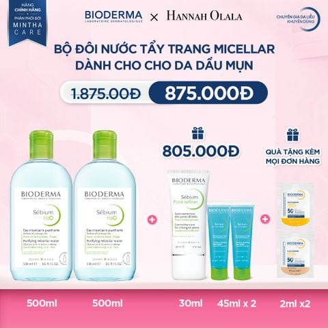  DEAL 5: BỘ ĐÔI NƯỚC TẨY TRANG CÔNG NGHỆ MICELLAR LÀM SẠCH CHO DA DẦU,MỤN 