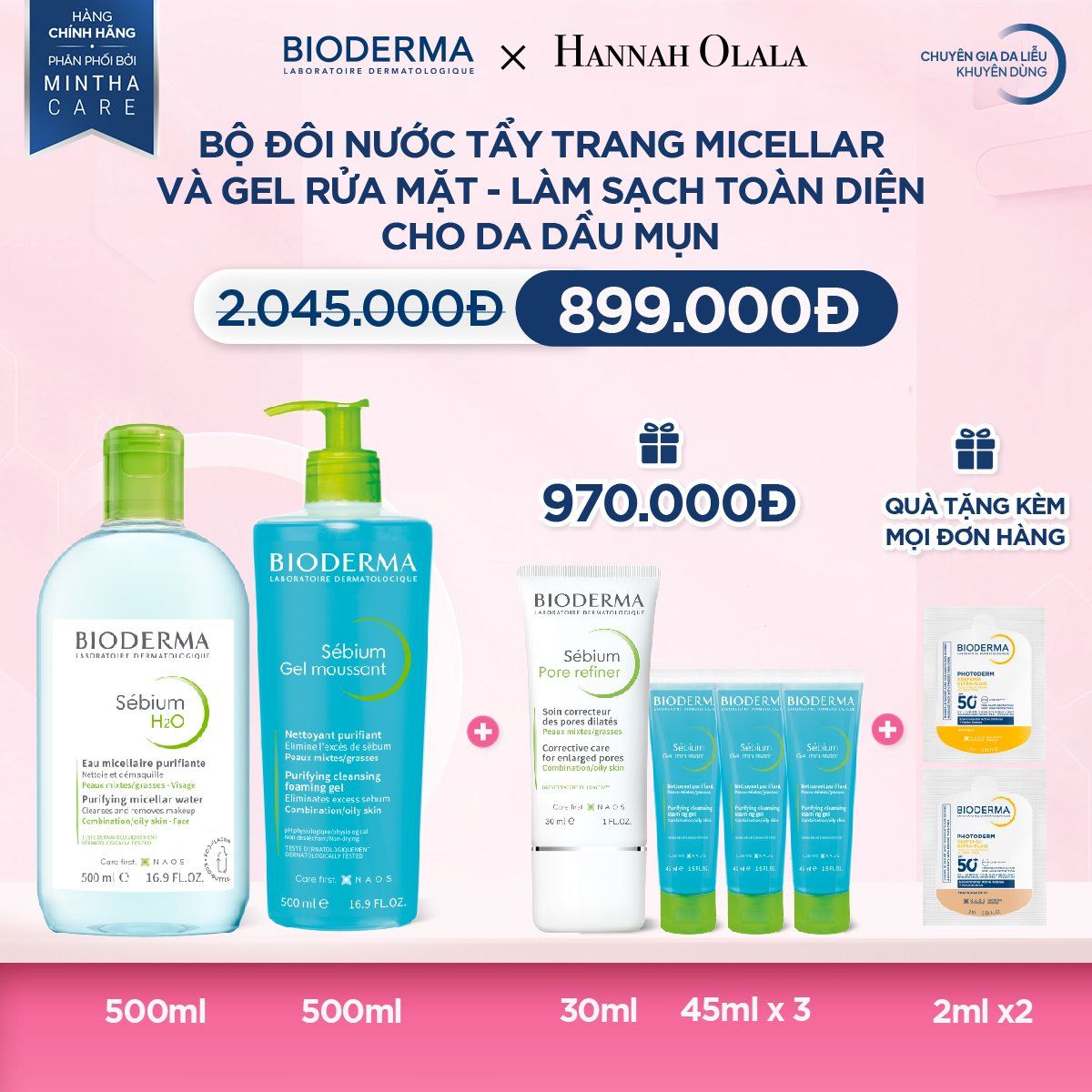  DEAL 6: BỘ ĐÔI NƯỚC TẨY TRANG MICELLAR VÀ GEL RỬA MẶT LÀM SẠCH TOÀN DIỆN CHO DA DẦU,MỤN 