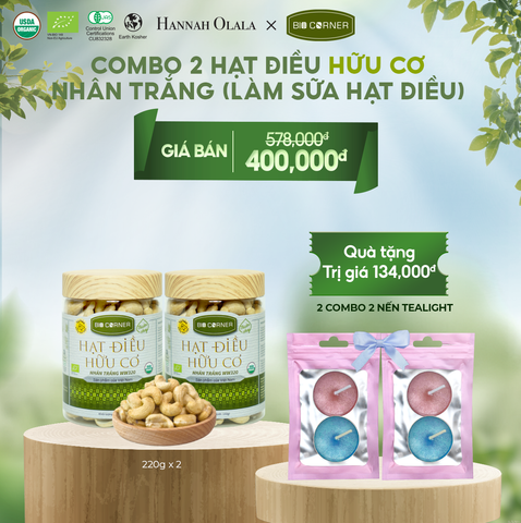  T8_DEAL 8: COMBO 2 HẠT ĐIỀU HỮU CƠ NHÂN TRẮNG (LÀM SỮA HẠT ĐIỀU) (150G) 