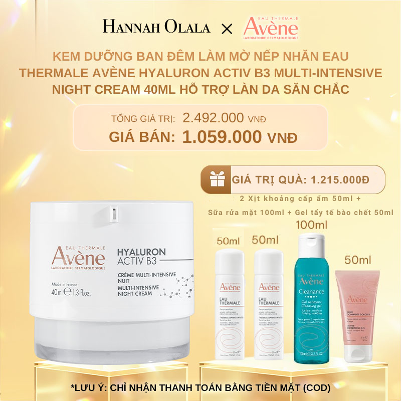  DEAL 12_RE: KEM DƯỠNG BAN ĐÊM LÀM MỜ NẾP NHĂN EAU THERMALE AVÈNE HYALURON ACTIV B3 MULTI-INTENSIVE NIGHT CREAM 40ML HỖ TRỢ LÀN DA SĂN CHẮC 