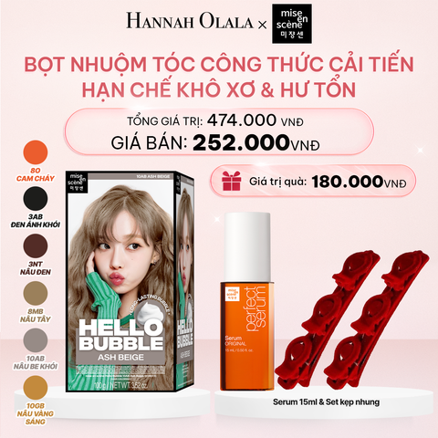  E495_DEAL 5: NHUỘM TÓC TẠI NHÀ MISE EN SCÈNE HELLO BUBBLE 100G DẠNG BỌT KEM, CÔNG THỨC CẢI TIẾN MỚI HẠN CHẾ KHÔ XƠ VÀ HƯ TỔN 