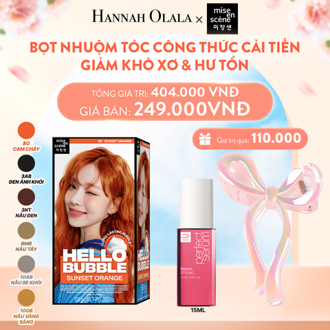  A546_DEAL 6: NHUỘM TÓC TẠI NHÀ MISE EN SCÈNE HELLO BUBBLE 100G DẠNG BỌT KEM, CÔNG THỨC CẢI TIẾN MỚI HẠN CHẾ KHÔ XƠ VÀ HƯ TỔN 
