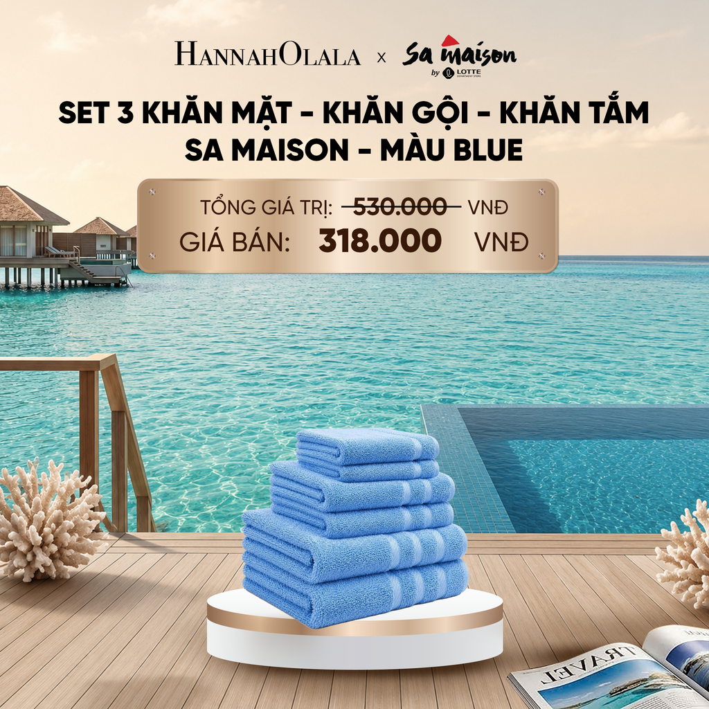  SET 3 KHĂN MẶT KHĂN GỘI KHĂN TẮM SA MAISON - DEAL 16_ D1048 