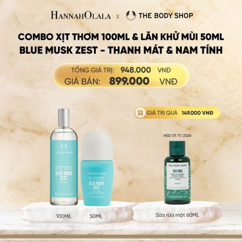  DEAL 2: COMBO BLUE MUSK ZEST THANH MÁT - XỊT THƠM TOÀN THÂN 100ML & LĂN KHỬ MÙI 50ML 