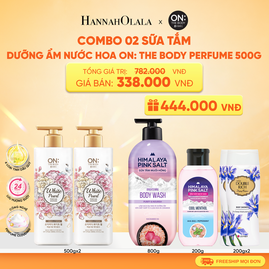  COMBO 02 SỮA TẮM DƯỠNG ẨM HƯƠNG NƯỚC HOA ON: THE BODY PERFUME 500G 