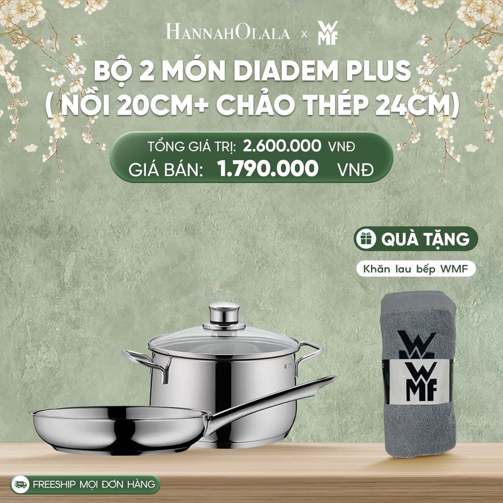  DEAL 8: BỘ 2 MÓN DIADEM PLUS ( NỒI 20CM+ CHẢO THÉP 24CM) 