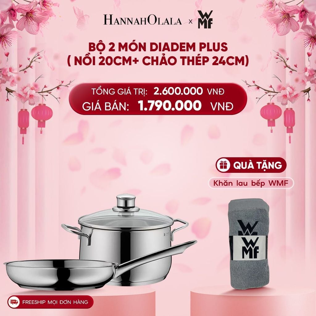  DEAL 8: BỘ 2 MÓN DIADEM PLUS ( NỒI 20CM+ CHẢO THÉP 24CM) 