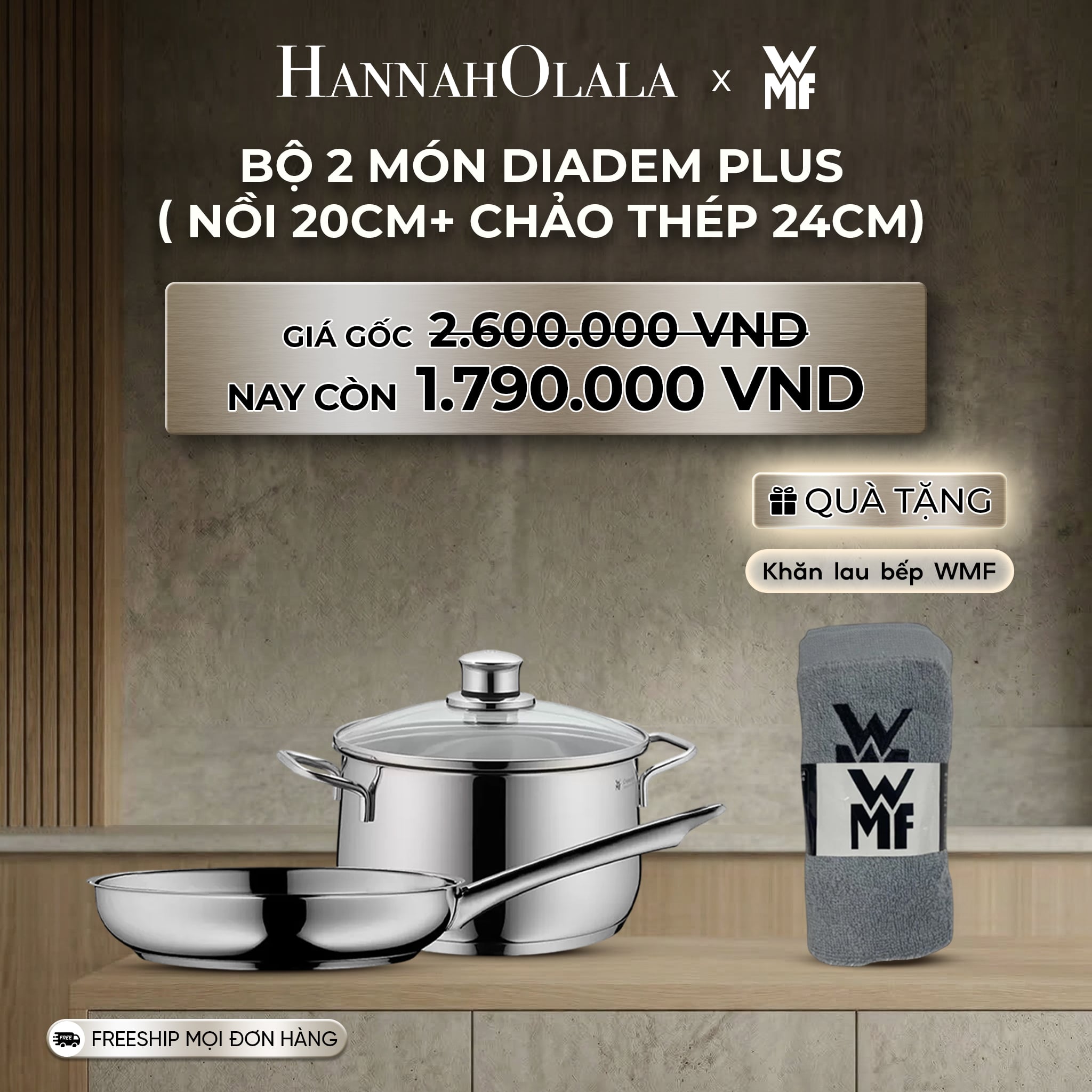 A129_deal 8: bộ 2 món diadem plus (nồi 20cm + chảo thép 24cm)