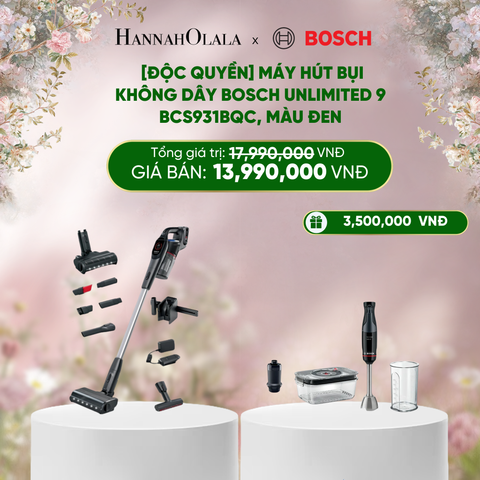  E1410_DEAL 1: [ĐỘC QUYỀN] MÁY HÚT BỤI KHÔNG DÂY BOSCH UNLIMITED 9 BCS931BQC, MÀU ĐEN 