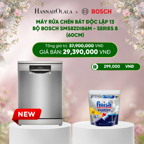 E1387_DEAL 26: MÁY RỬA CHÉN BÁT ĐỘC LẬP 13 BỘ BOSCH SMS8ZDI86M - SERIES 8 (60CM) 