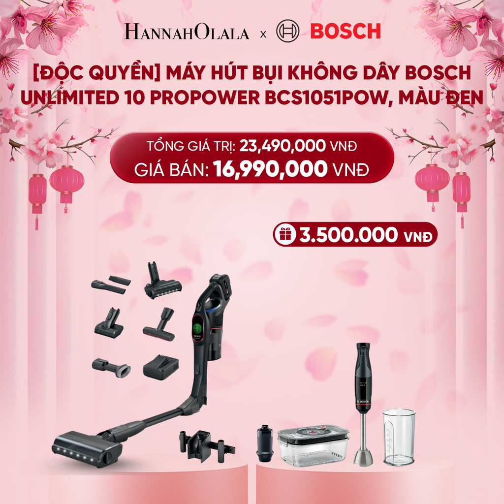  DEAL 2: [ĐỘC QUYỀN] MÁY HÚT BỤI KHÔNG DÂY BOSCH UNLIMITED 10 PROPOWER BCS1051POW, MÀU ĐEN. 
