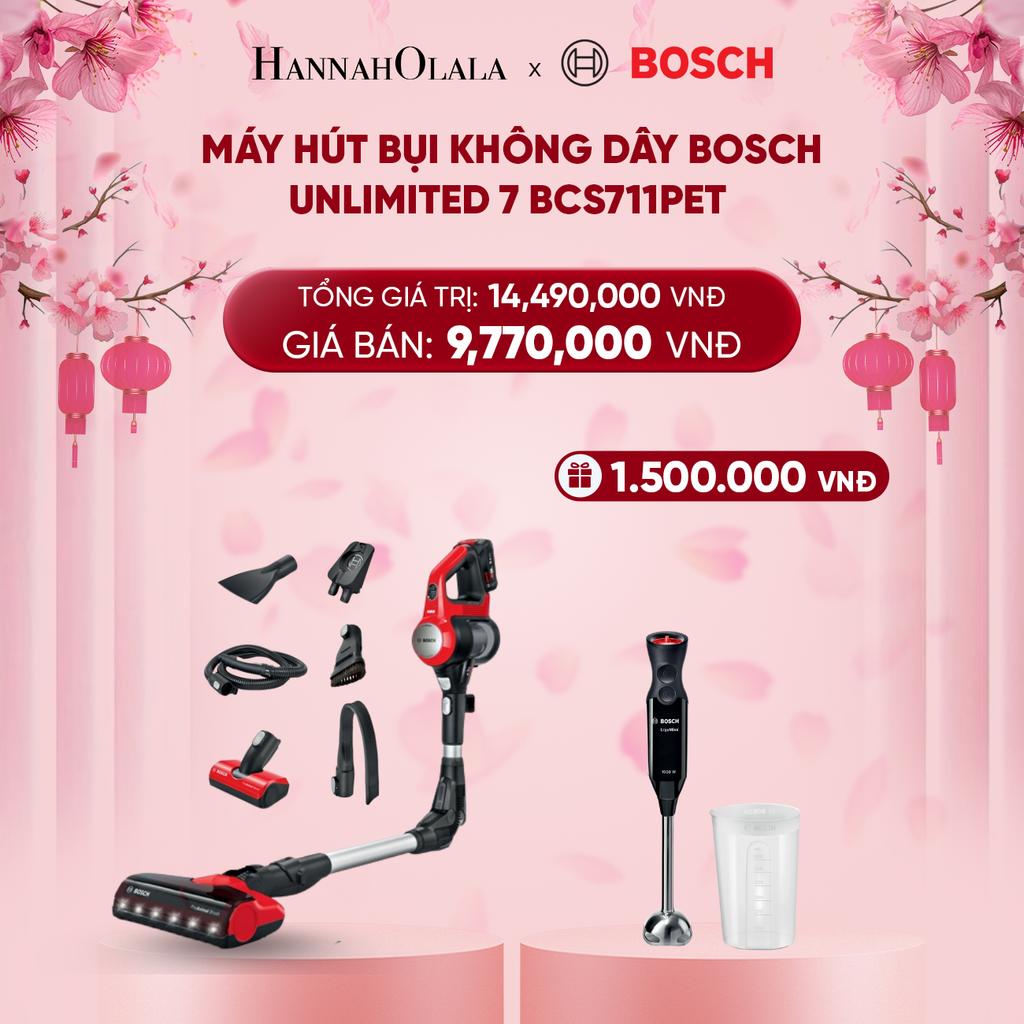  DEAL 4: MÁY HÚT BỤI KHÔNG DÂY BOSCH UNLIMITED 7 BCS711PET 