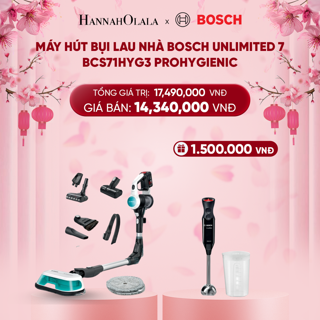  DEAL 5: MÁY HÚT BỤI LAU NHÀ BOSCH UNLIMITED 7 BCS71HYG3 PROHYGIENIC 