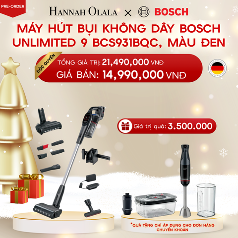  DEAL 1: [PRE-ORDER 10.12] MÁY HÚT BỤI KHÔNG DÂY BOSCH UNLIMITED 9 BCS931BQC, MÀU ĐEN 